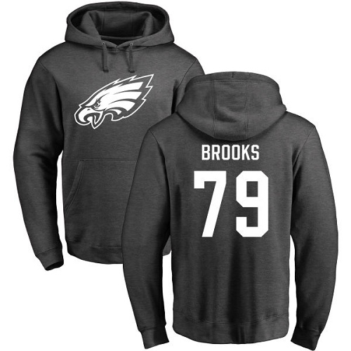 Men Philadelphia Eagles #79 Brandon Brooks Ash One Color NFL Pullover Hoodie Sweatshirts->nfl t-shirts->Sports Accessory
